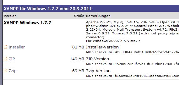 XAMPP als Download